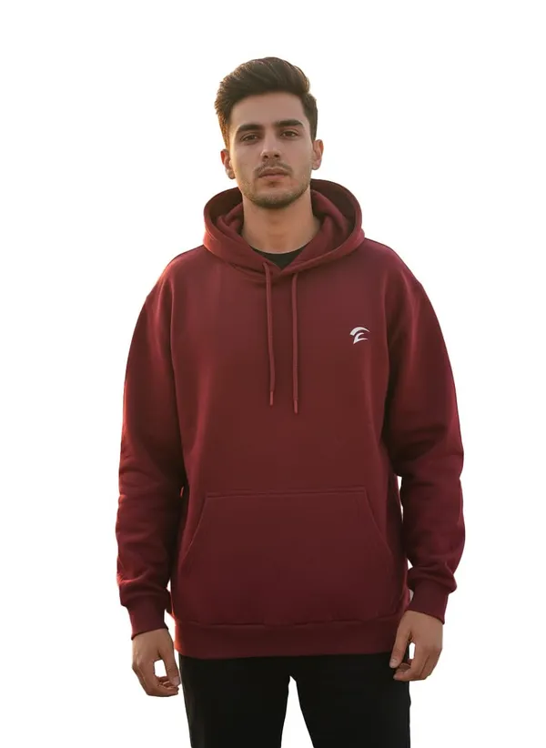 Burgundy_Fleece_Hooded_Sweatshirt_For_Men