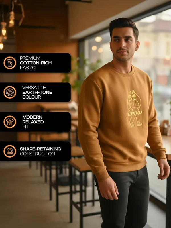 Mustard_Yellow_Cotton_Sweatshirt_For_Men