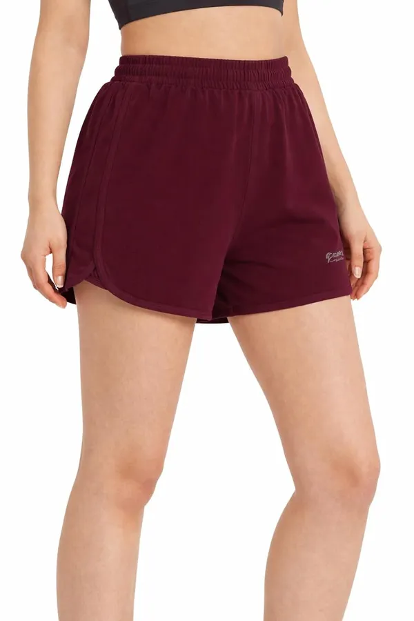 Burgundy_Polyester_Shorts_For_Women