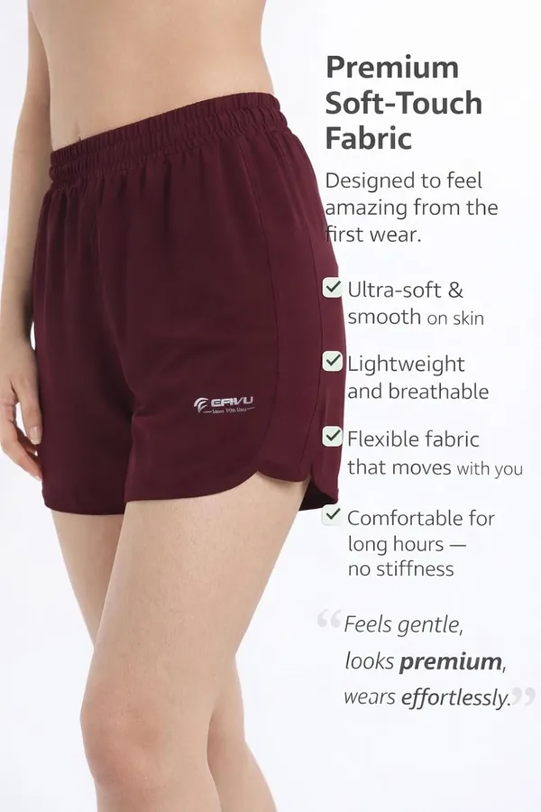 Burgundy_Polyester_Shorts_For_Women