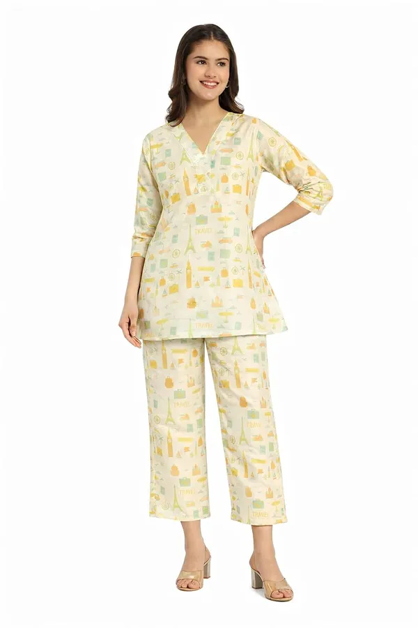 Beige_Crepe_Fabric_Coordinated_Outfit_For_Women