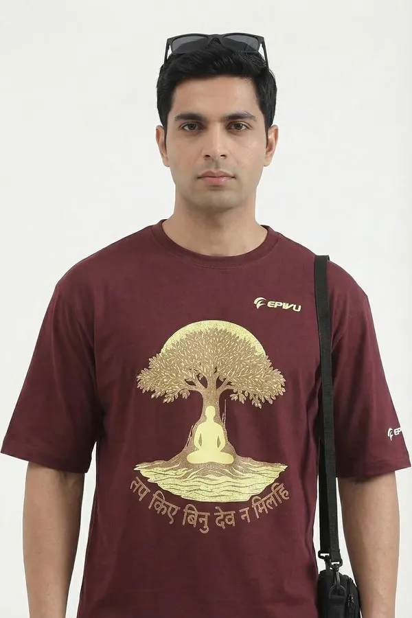 Burgundy_Cotton_T-Shirt_For_Men
