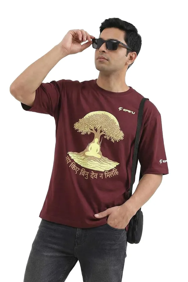 Burgundy_Cotton_T-Shirt_For_Men