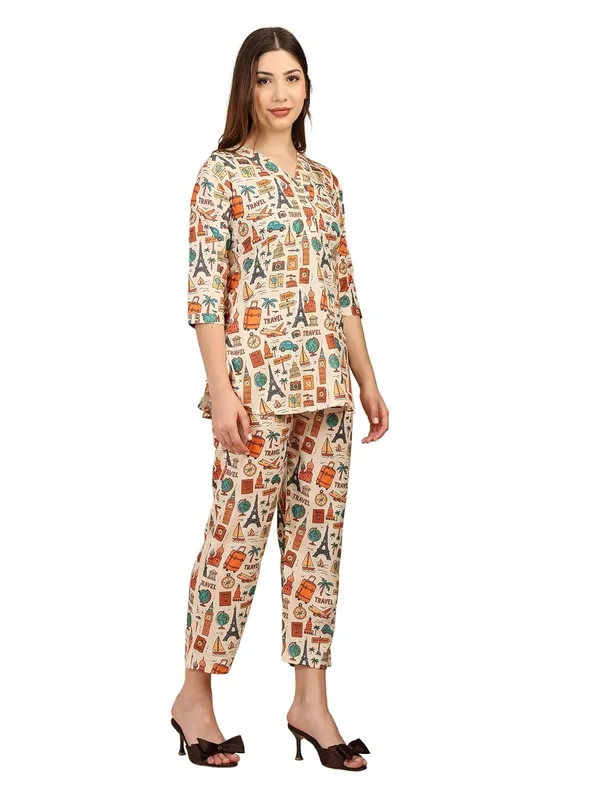 Beige_Crepe_Fabric_Coordinated_Outfit_For_Women