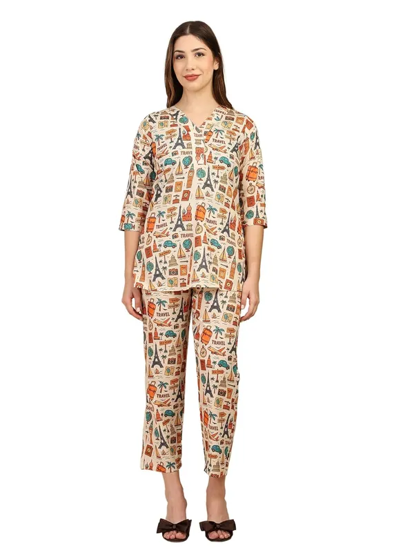 Beige_Crepe_Fabric_Coordinated_Outfit_For_Women