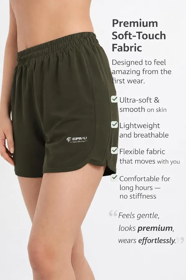 Olive_Polyester_Shorts_For_Women