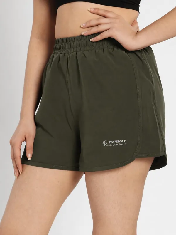 Olive_Polyester_Shorts_For_Women