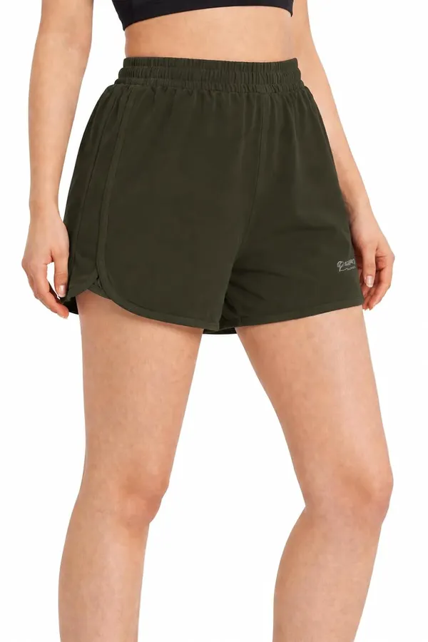 Olive_Polyester_Shorts_For_Women