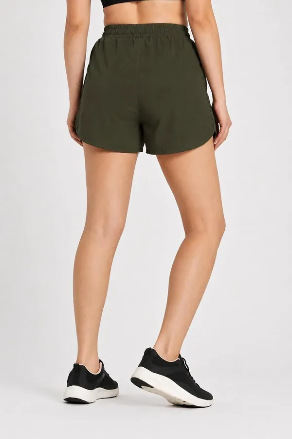 Olive_Polyester_Shorts_For_Women