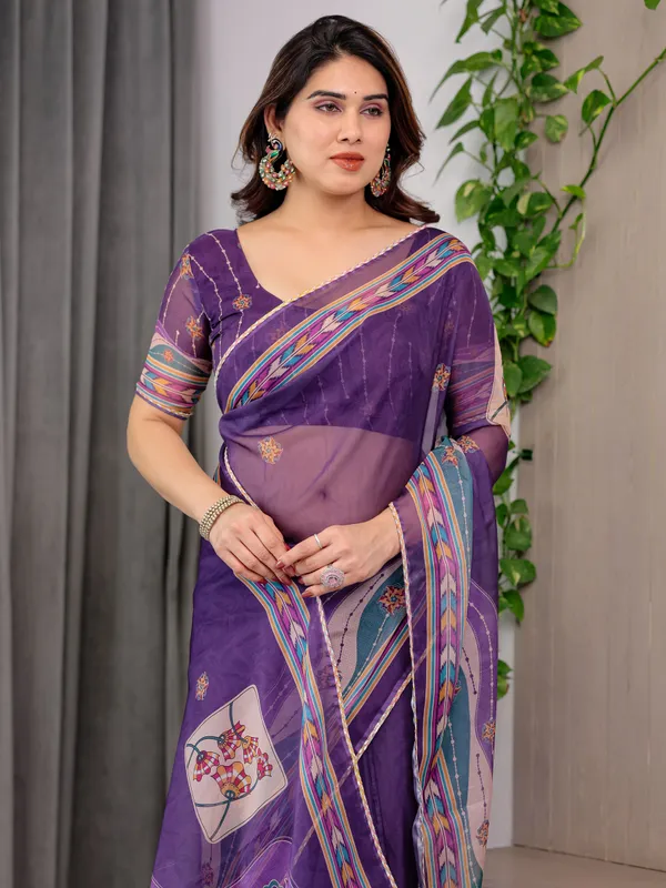 Purple_Organza_Floral_Print_Saree_For_Women
