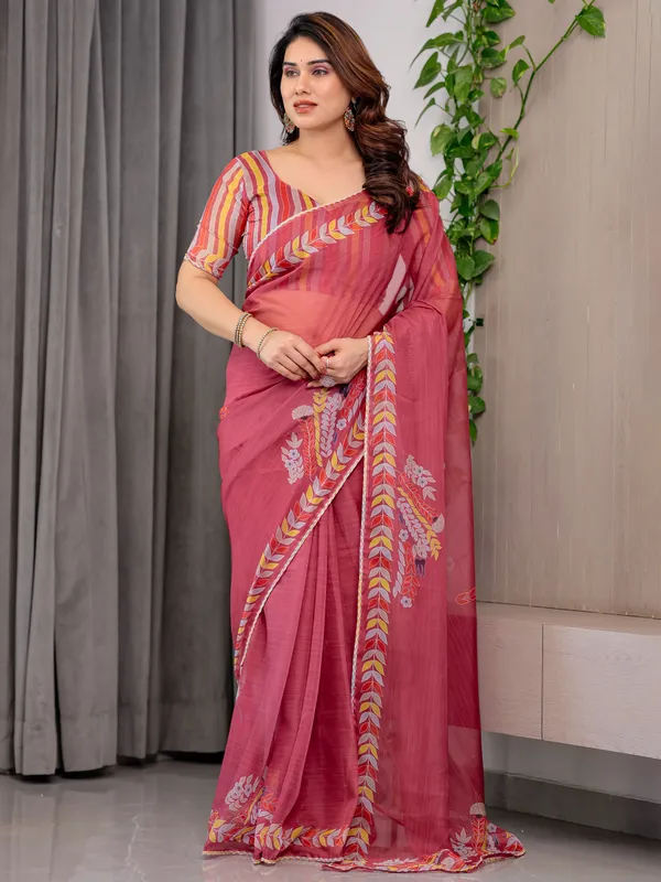 Pink_Organza_Embroidered_Border_Saree_For_Women