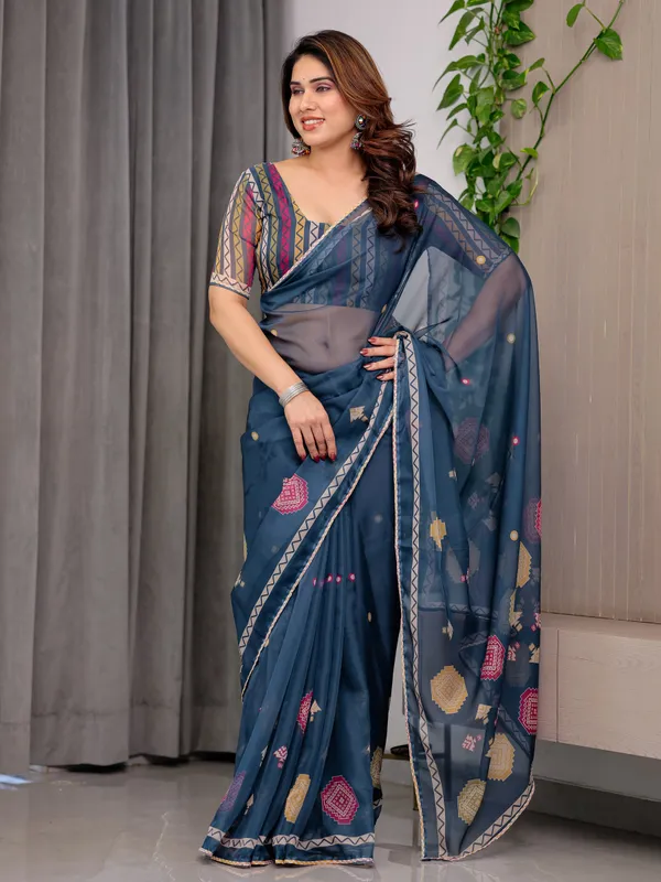 Blue_Organza_Embroidered_Saree_For_Women