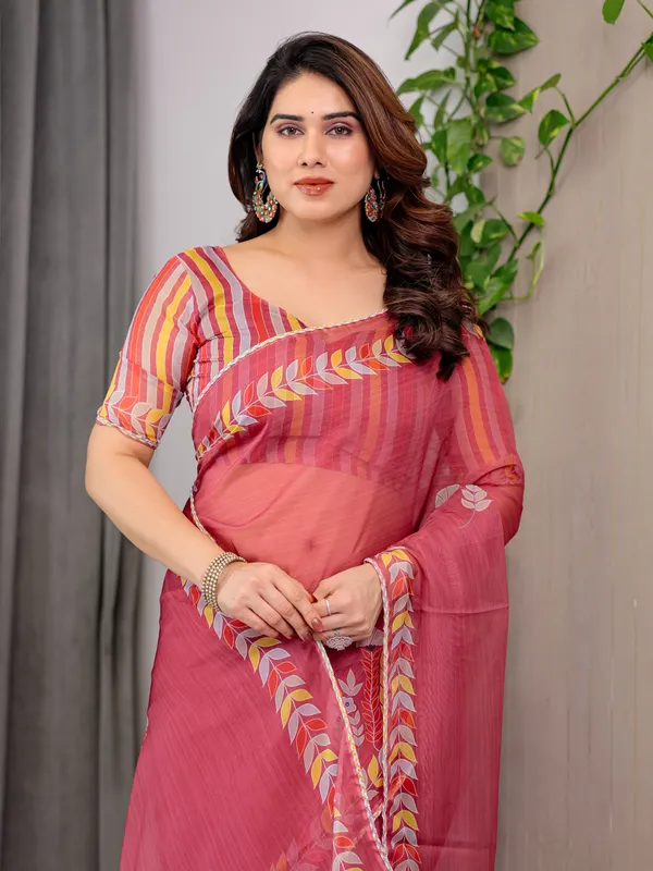 Pink_Organza_Embroidered_Border_Saree_For_Women