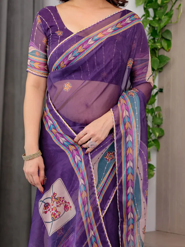 Purple_Organza_Floral_Print_Saree_For_Women