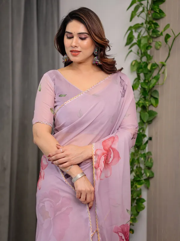 Lavender_Organza_Floral_Printed_Saree_For_Women