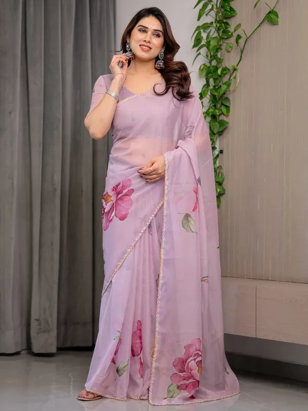 Lavender_Organza_Floral_Printed_Saree_For_Women