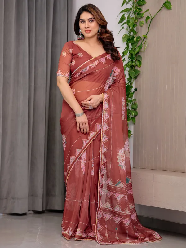 Terracotta_Organza_Embroidered_Saree_For_Women