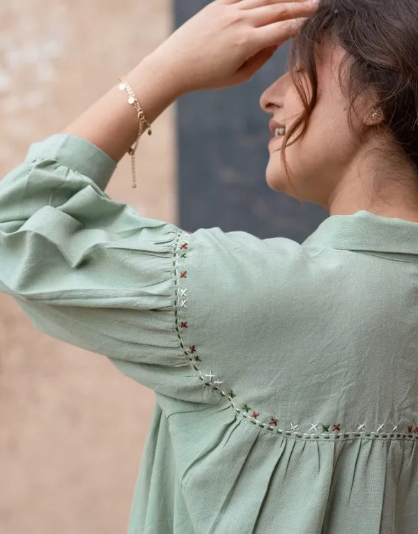 Green_Premium_Pure_Cotton_With_Embroidery_Co-Ord_Set_For_Women