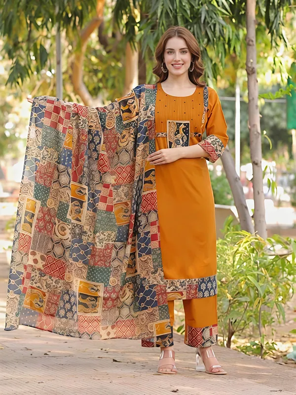 Yellow_Premium_Cambric_Cotton_Kurta_Set_For_Women