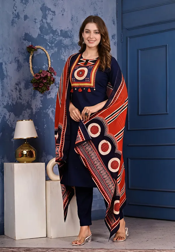Navy_Blue_Premium_Cambric_Cotton_Kurta_Set_For_Women