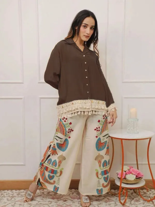 Brown_And_White_Premium_Cotton_Slub_Co-Ord_Set_For_Women