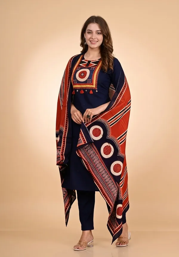 Navy_Blue_Premium_Cambric_Cotton_Kurta_Set_For_Women