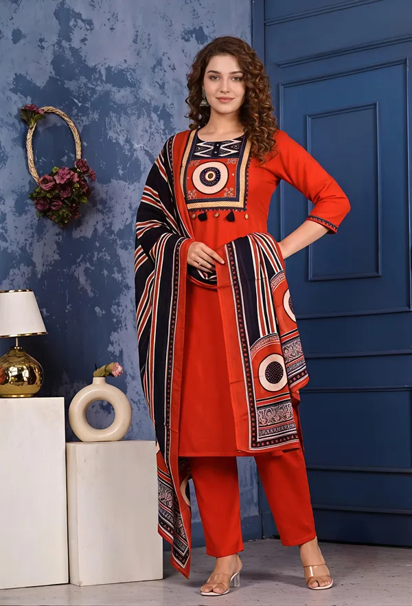Red_Premium_Cambric_Cotton_Kurta_Set_For_Women