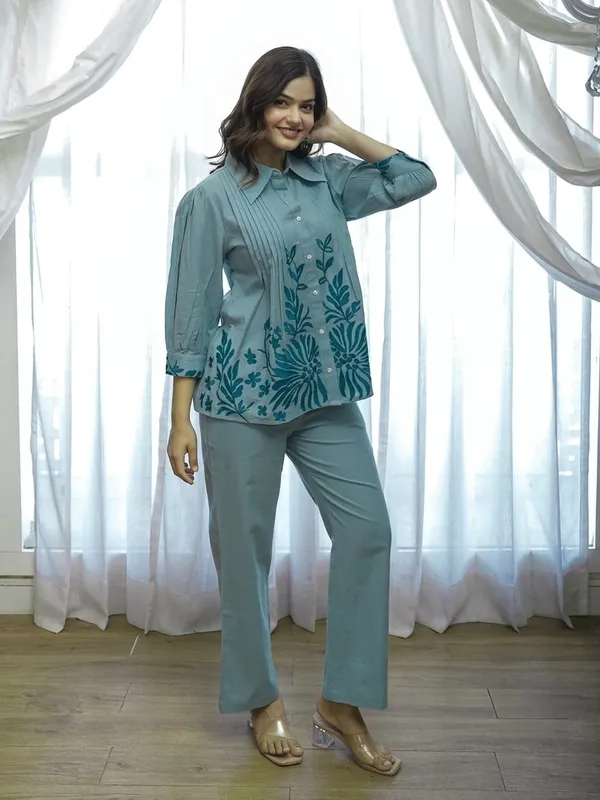 Green_Premium_Cotton_With_Embroidery_Co-Ord_Set_For_Women