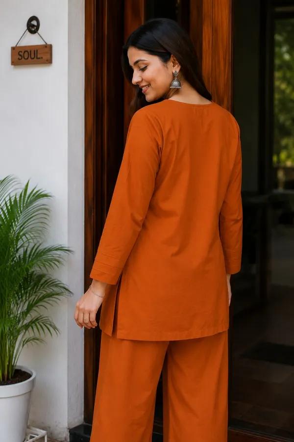 Brown_Premium_Cotton_With_Embroidery_Co-Ord_Set_For_Women