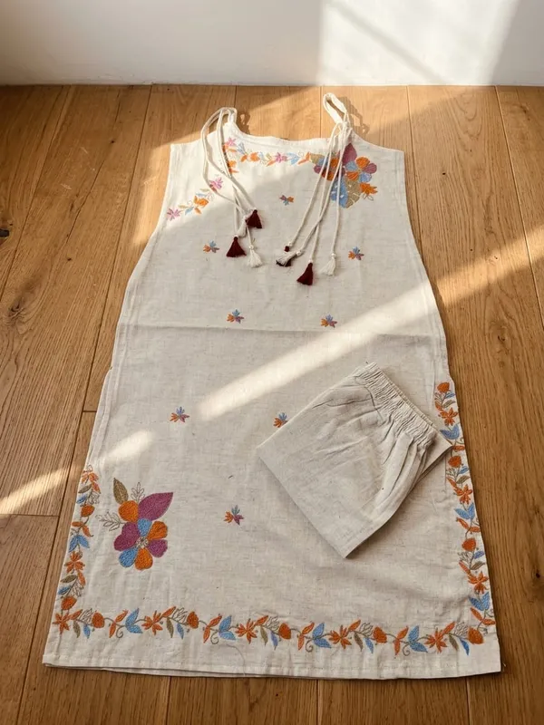 White_Premium_Cotton_Flex_Sleeveless_Co-Ord_Set_For_Women