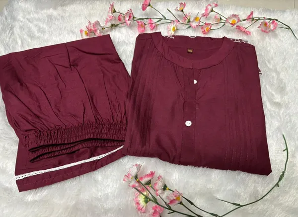 Maroon_Premium_Cotton_Slub_With_Pintex_And_Embroidery_Work_Co-Ord_Set_For_Women