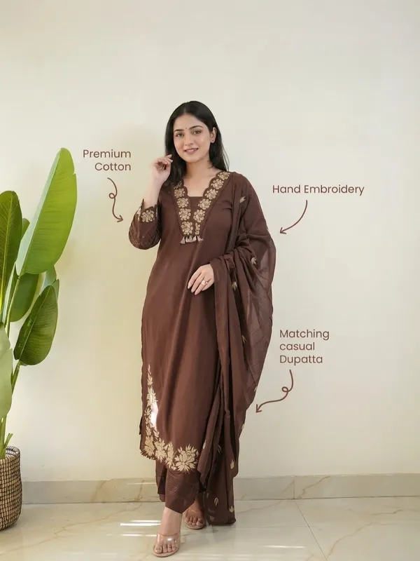 Brown_Premium_Pure_Cotton_With_Embroidery_And_Gpo_Lace_Work_3-Piece_Suit_Set_For_Women