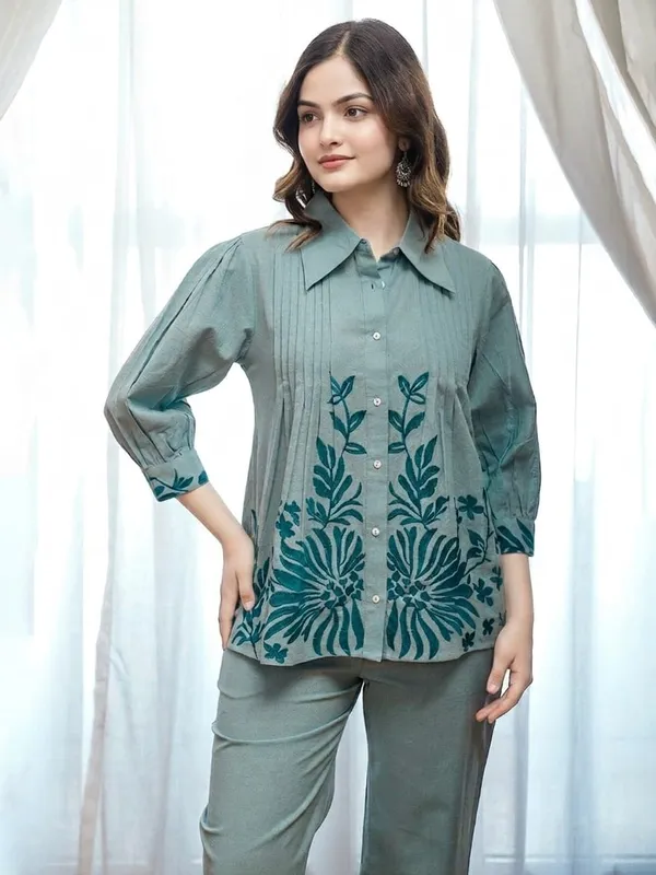 Green_Premium_Cotton_With_Embroidery_Co-Ord_Set_For_Women