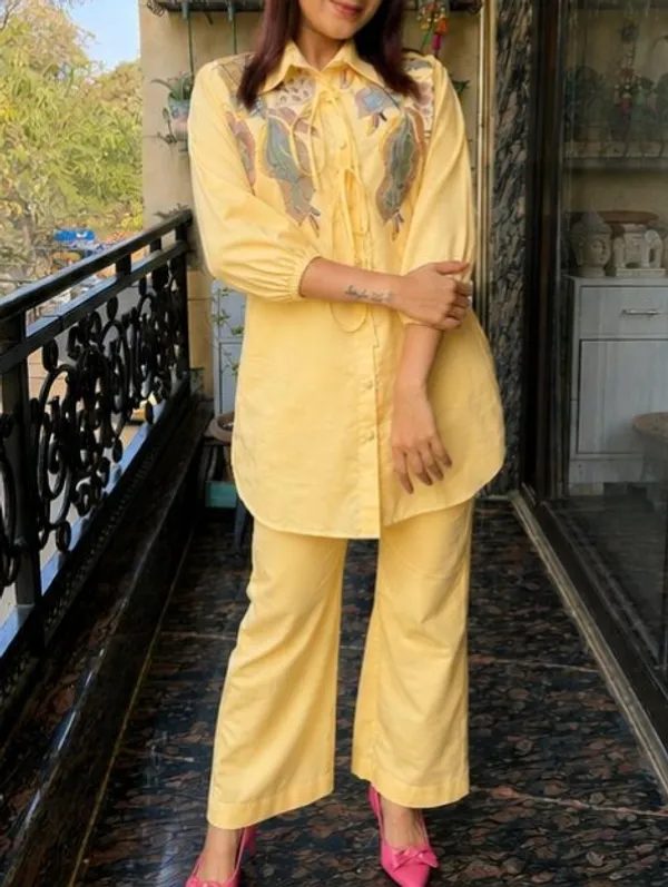 Yellow_Premium_Cotton_And_Polyester_Co-Ord_Set_For_Women