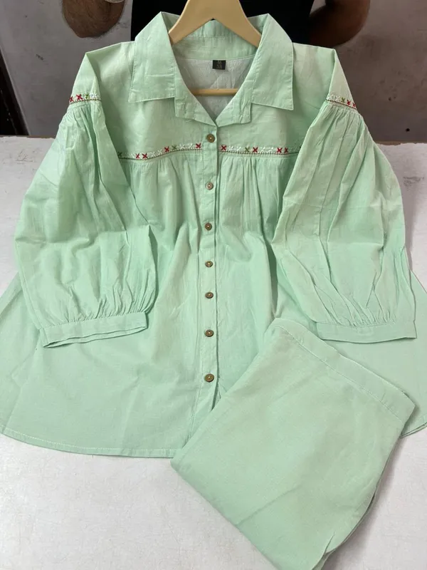 Green_Premium_Pure_Cotton_With_Embroidery_Co-Ord_Set_For_Women