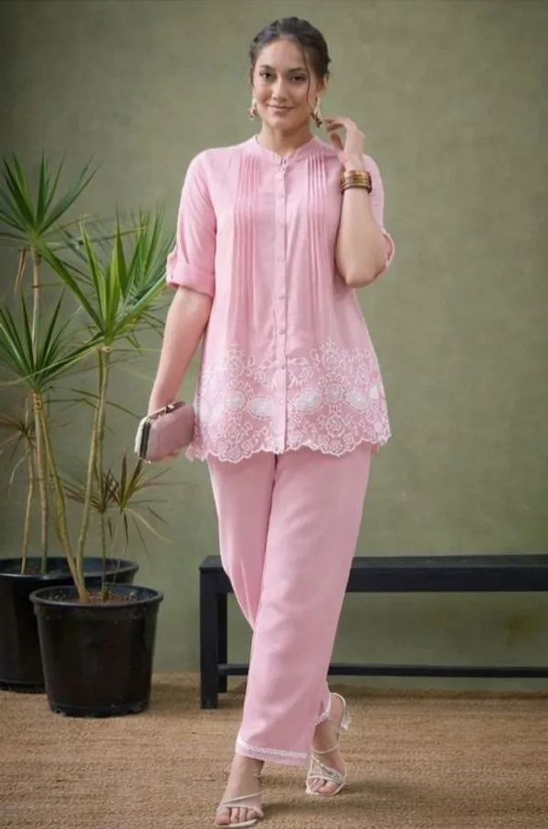 Pink_Premium_Cotton_Slub_With_Pintex_And_Embroidery_Work_Co-Ord_Set_For_Women