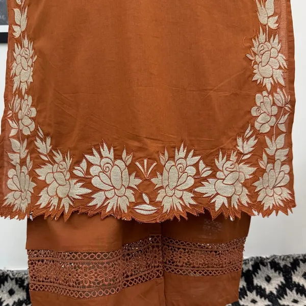 Rust_Premium_Pure_Cotton_With_Embroidery_And_Gpo_Lace_Work_3-Piece_Suit_Set_For_Women