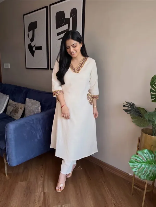 White_Premium_Cotton_Slub_Co-Ord_Set_For_Women