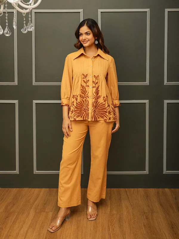 Mustard_Yellow_Premium_Cotton_With_Embroidery_Co-Ord_Set_For_Women