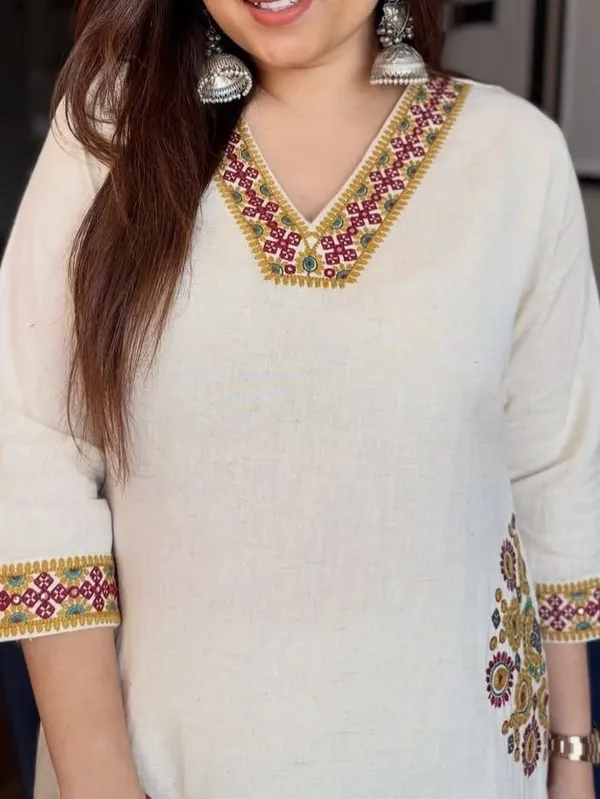 White_Premium_Cotton_Slub_Co-Ord_Set_For_Women