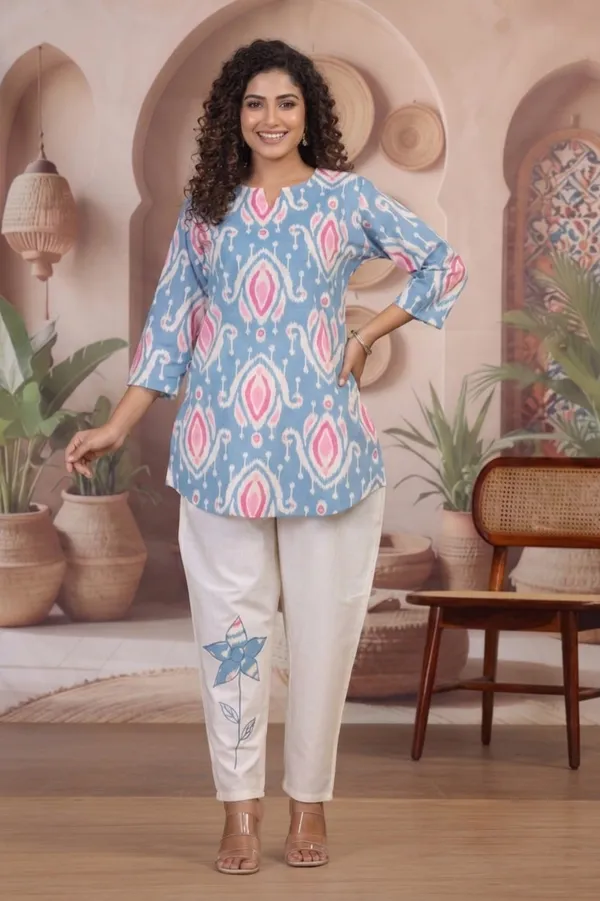 Blue_And_White_Premium_Cambric_Cotton_Co-Ord_Set_For_Women