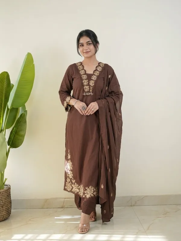 Brown_Premium_Pure_Cotton_With_Embroidery_And_Gpo_Lace_Work_3-Piece_Suit_Set_For_Women