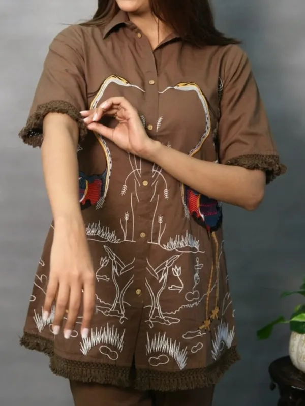 Brown_Premium_Cotton_With_Heavy_Embroidery_Co-Ord_Set_For_Women