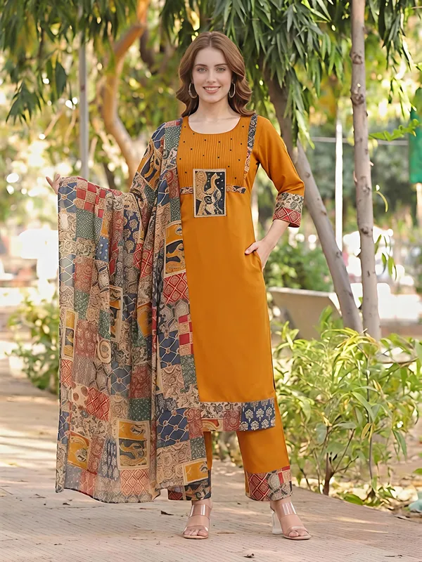 Yellow_Premium_Cambric_Cotton_Kurta_Set_For_Women