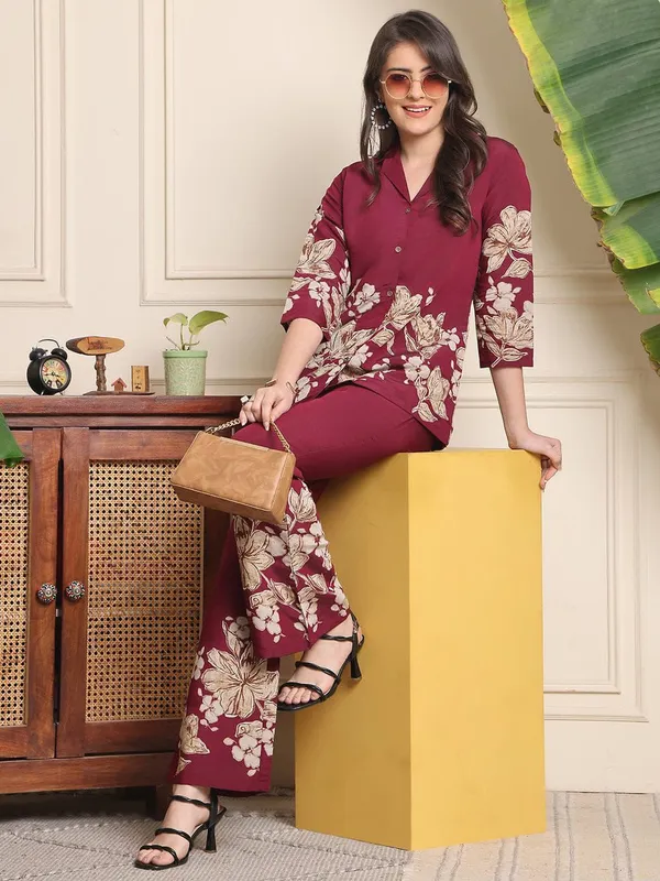 Wine_Premium_Printed_Cotton_Printed_Co-Ord_Set_For_Women