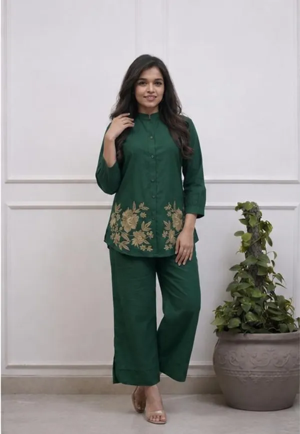 Green_Premium_Cotton_With_Embroidery_Co-Ord_Set_For_Women