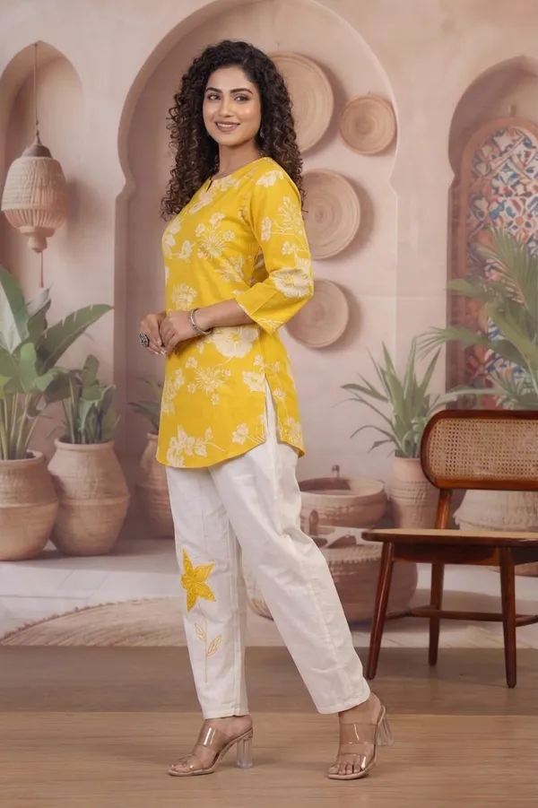 Gold_And_White_Premium_Cambric_Cotton_With_Embroidery_Co-Ord_Set_For_Women
