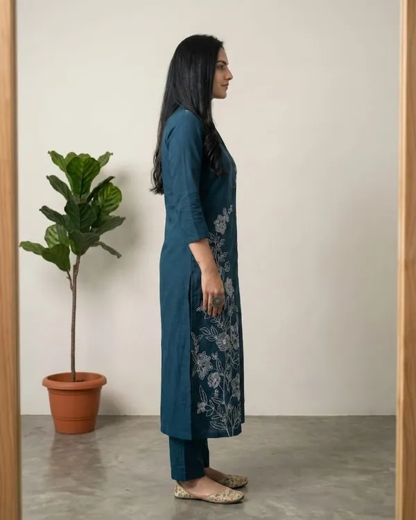 Blue_Premium_Cotton_With_Embroidery_Co-Ord_Set_For_Women