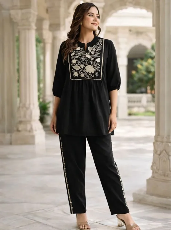 Black_Premium_Pure_Cotton_With_Full_Embroidery_Co-Ord_Set_For_Women