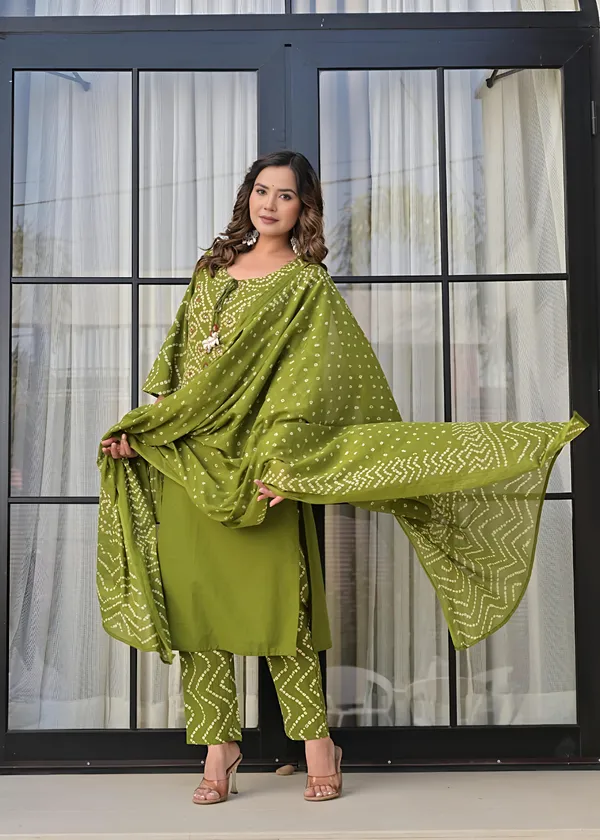 Green_Premium_Cambric_Cotton_Kurta_Set_For_Women